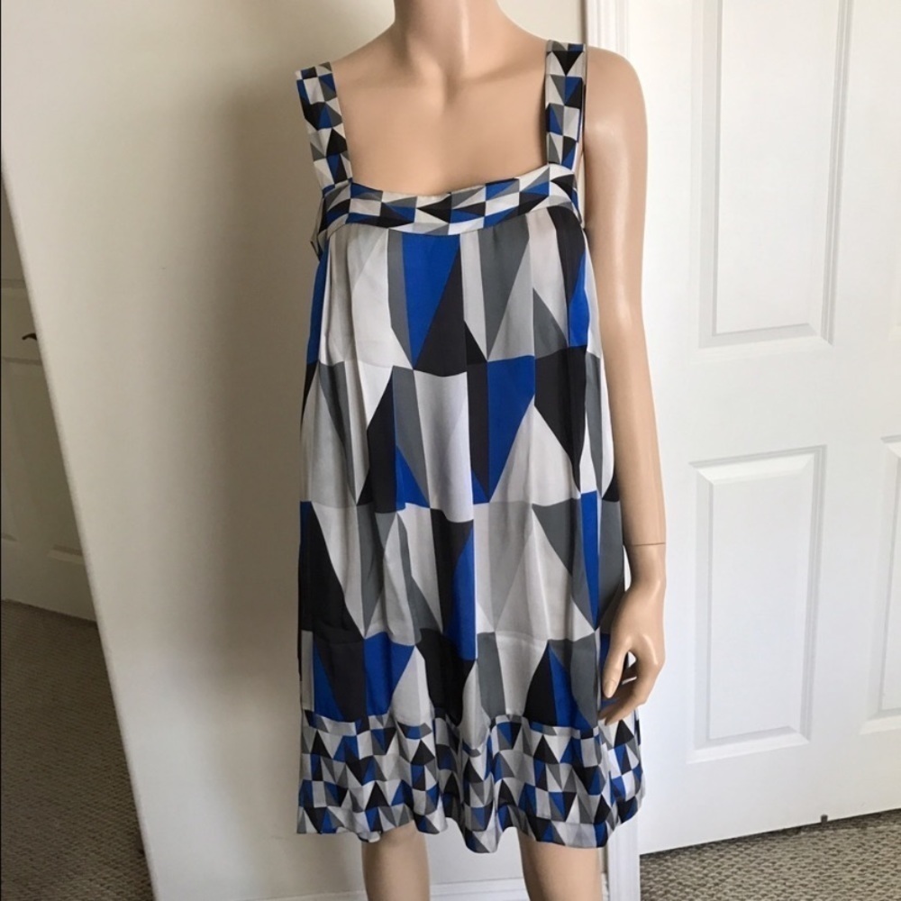 Theory Silk Sleeveless Flowy Abstract Tunic Mini Dress